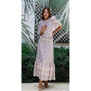 ALB Anne Louise Boutique Dress 14 Prairie Cottagecore Maxi Backless Floral Boho